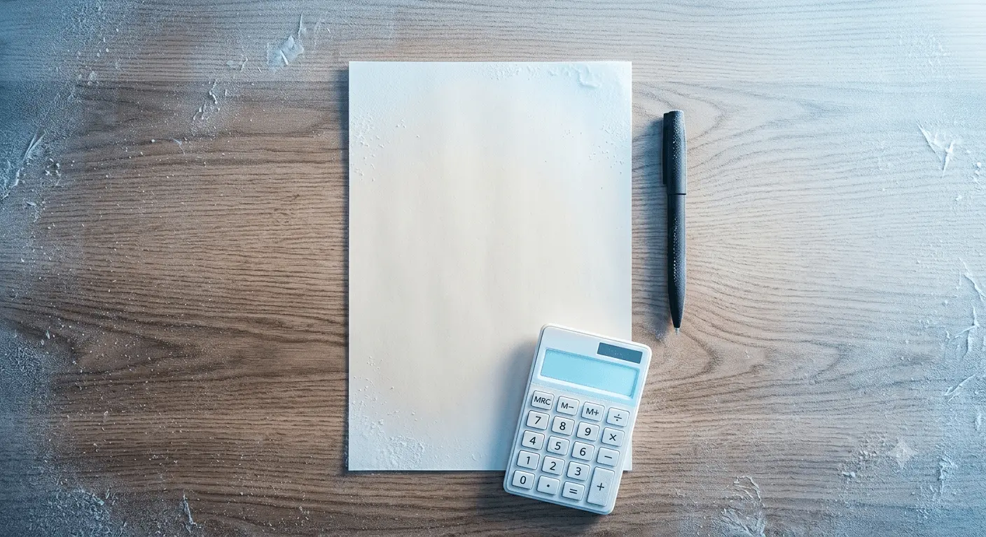 Rent freeze concept showing a lease document and calculator for Abu Dhabi tenancy