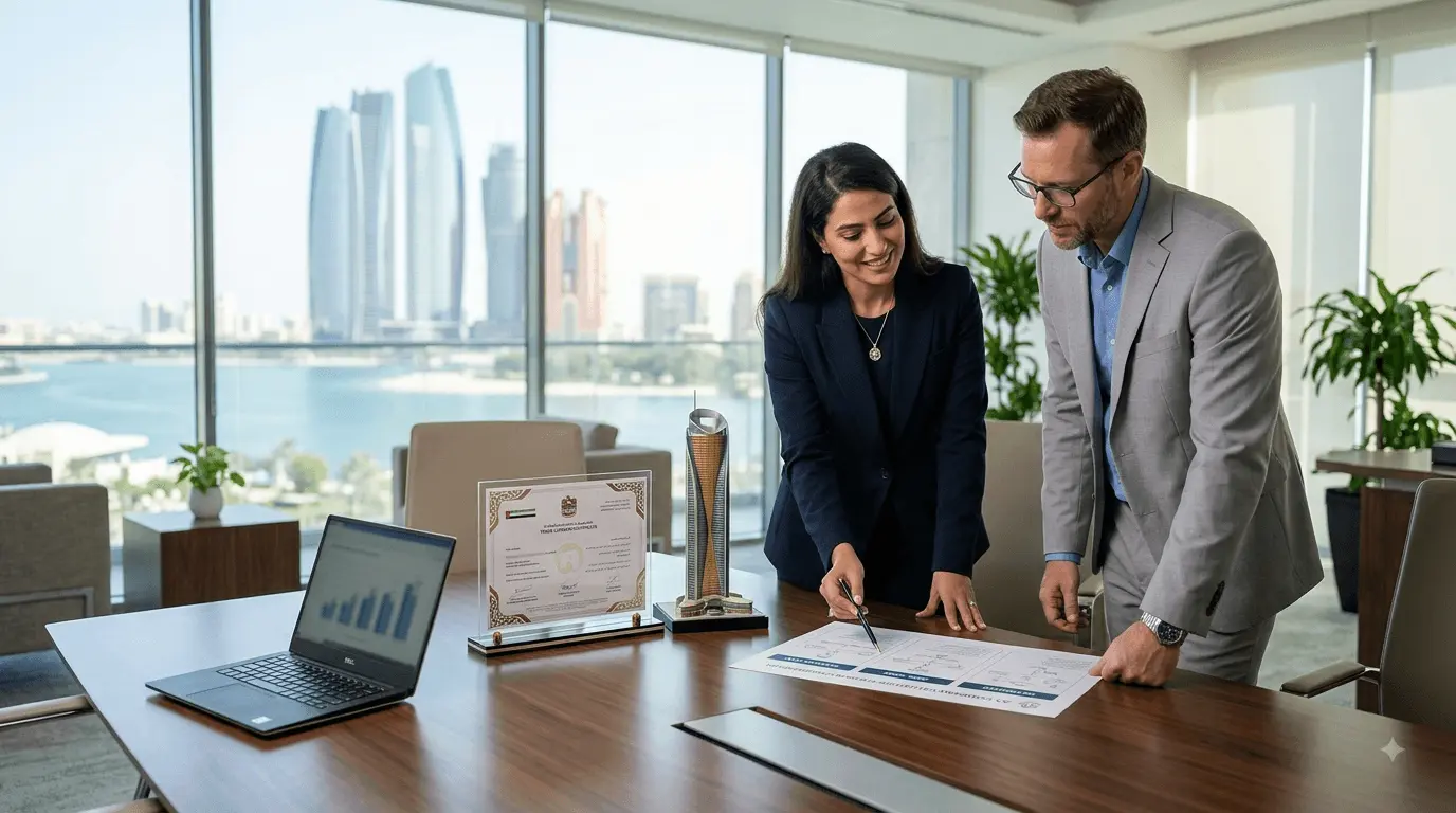 Mainland, free zone and offshore company structure options for business setup in Abu Dhabi