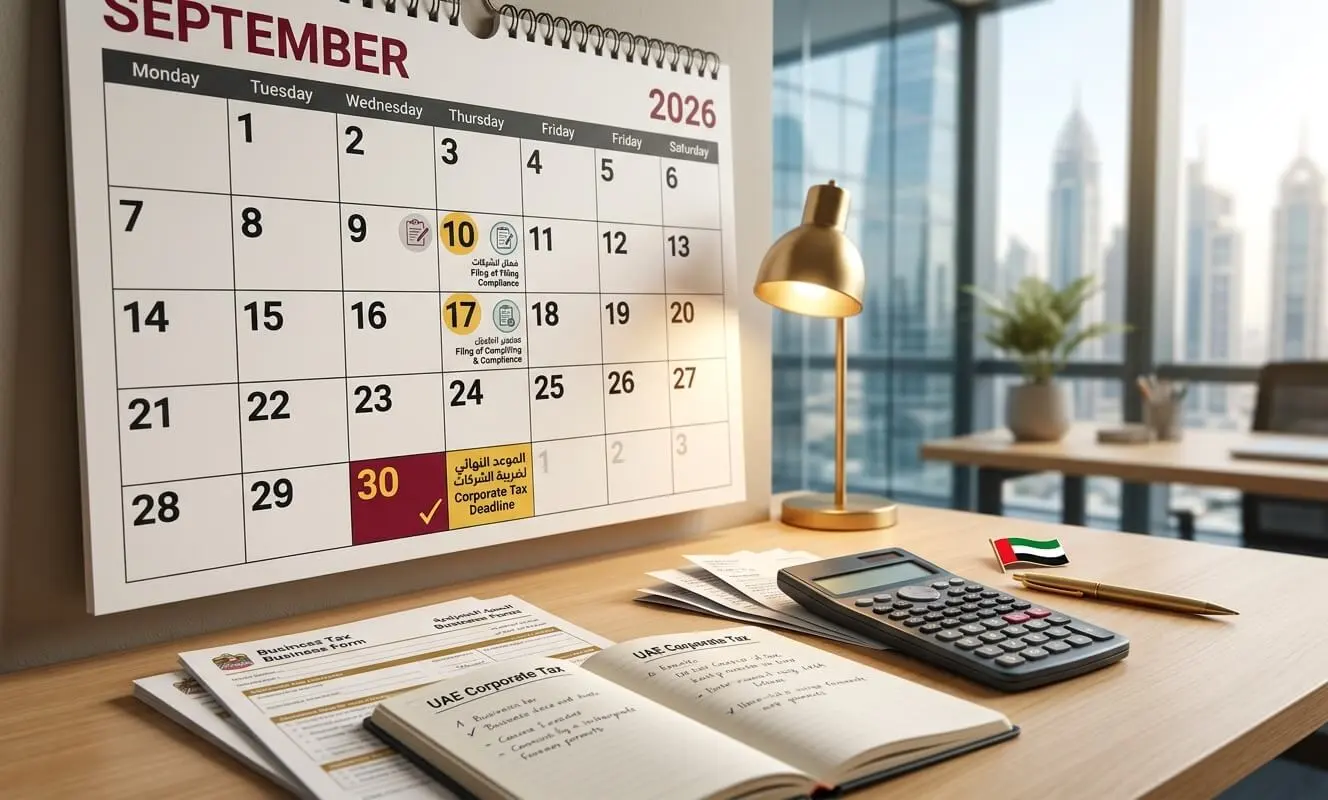 UAE Corporate Tax filing deadline September 2026 calendar