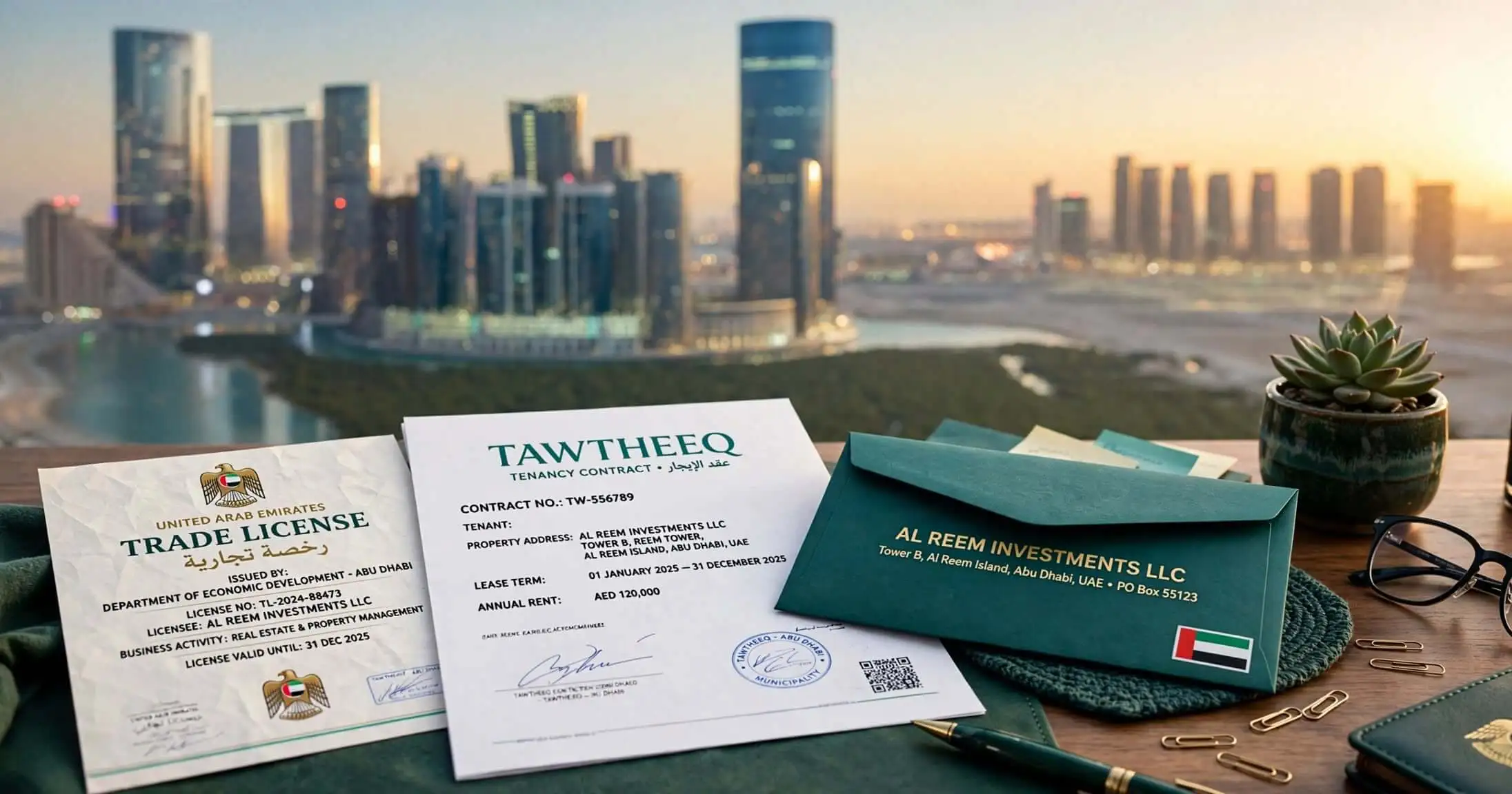 Trade license and virtual office bundle Abu Dhabi 2026 Tawtheeq address