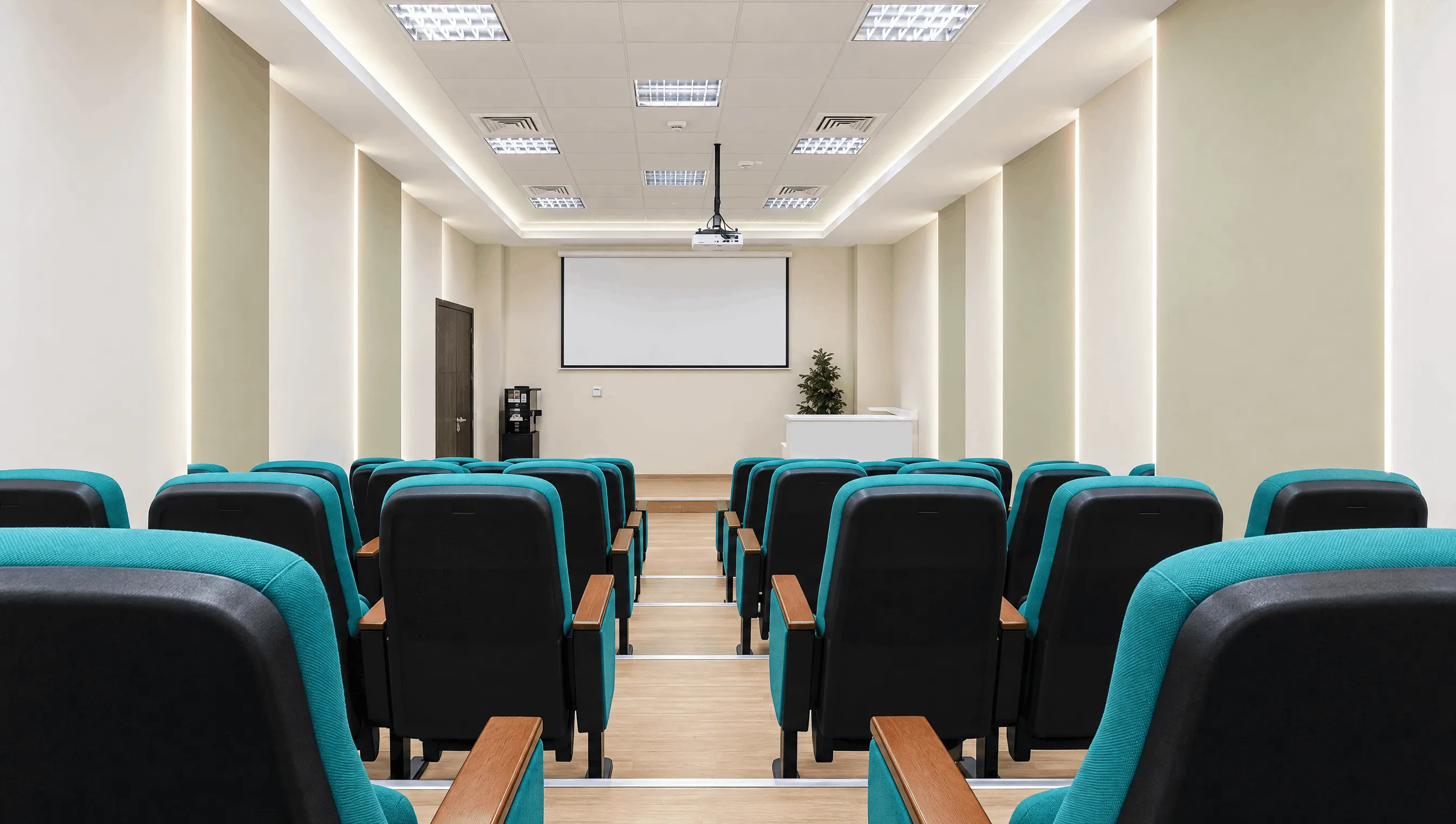 Training room at Tasreea Business Center in Abu Dhabi set up for a team session