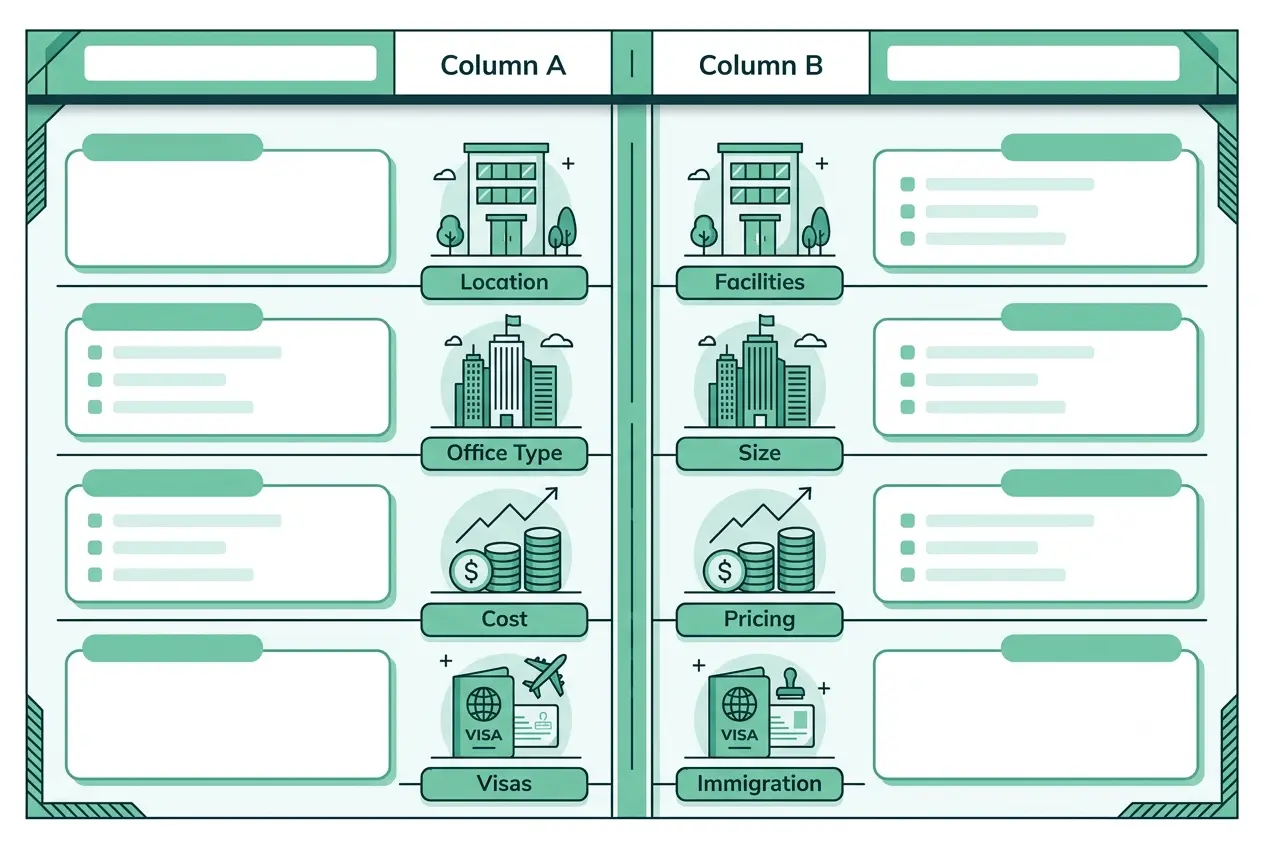 virtual office vs physical office cost comparison Abu Dhabi table